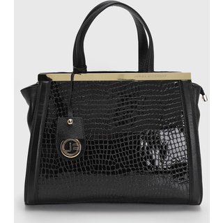 Bolsa Grande Feminina Jorge Bischoff Efeito Croco Preta