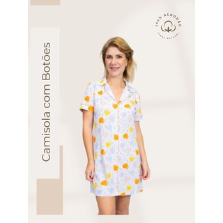 Camisola Piante Algodão Americana Feminina Manga Curta Corações Coloridos