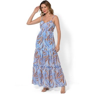 Vestido Bisô Marias Estampado Azul - Azul