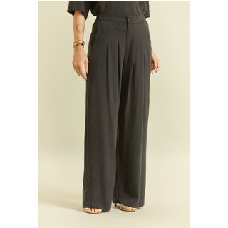 Calça Pantalona Feminina Cintura Alta Texturizada Lemier Collection
