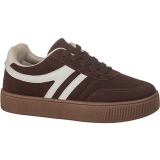 Tênis Feminino GiGiL Casual Camurça Detalhe Lateral Listra Dupla Marrom