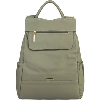Mochila antifurto de couro liso Suelen - Verde