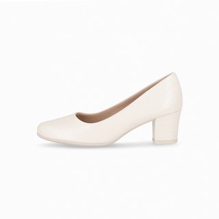 Sapato Scarpin Piccadilly Laura Salto Médio Off White Croco