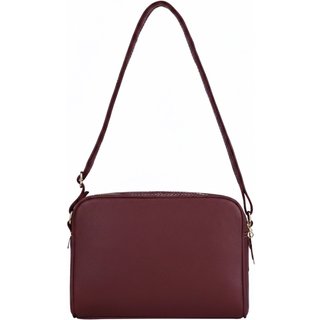 Bolsa quadrada de couro liso Daiana - Marsala