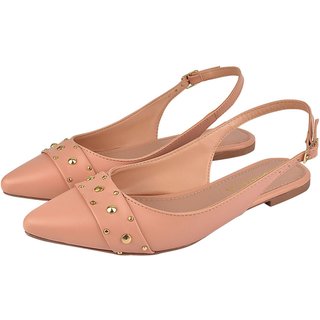 Sapatilha Feminina Bico Fino Mule Slingback CM Calçados Hotfix Nude