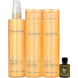 Kit Cadiveu Professional Nutri Glow Shampoo Condicionador Pré-Shampoo e Açaí Oil (4 produtos)