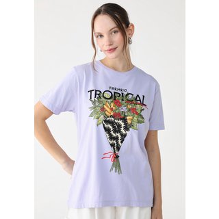 Camiseta FARM Reta Fit Bouquet Lilás