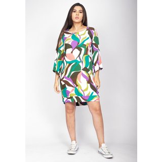 Vestido Curto Amazonia Vital Viscose Manga Ampla Balli Estampa Encanto Botânico