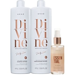 Kit Braé Divine Shampoo Condicionador Litro e Essential Oil Blend (3 produtos)