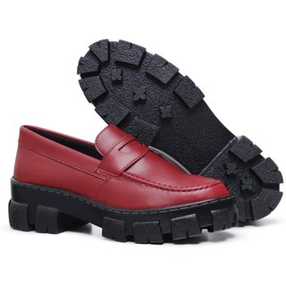 Mocassim Feminino Tratorado Oxford Vermelho