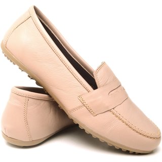 Mocassim Paola Ferrara - Couro - Todo Forrado - Cod200 - Nude