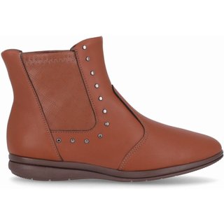 Bota Chelsea Sandy Cano Curto Salto Baixo Conhaque