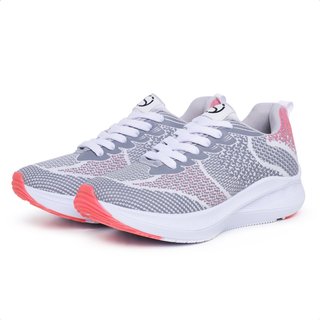 Tênis Meia Feminino Esportivo Fácil Caminhada Academia Branco Pink