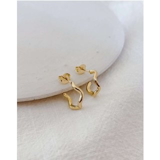 Meia Argola Wave Banho Ouro