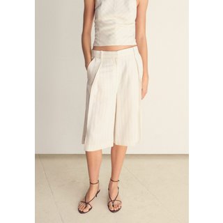 Shorts Feminino Mango Listrado Bermuda Bege