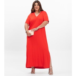 Vestido Super Midi Feminino Plus Size Secret Glam Laranja