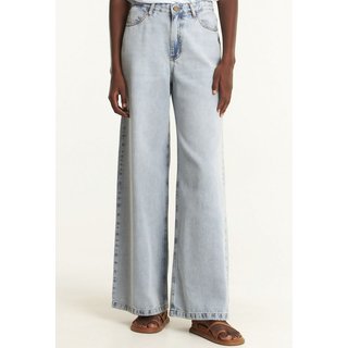 Calça Jeans Cantão Wide Leg Classic Destroyed Azul