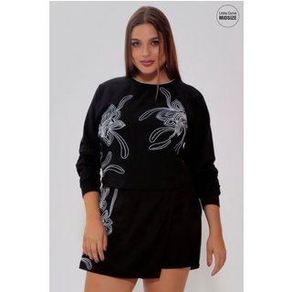 BLUSAO MIAMI BORDADA MAIS GATA PRETO Gatabakana