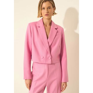 Blazer Cropped De Mangas Longas Em Alfaiataria