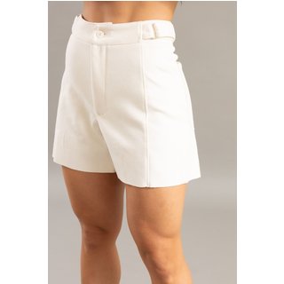 Shorts Suede Feminino Com Detalhe No Cós Dialogo Jeans Off White