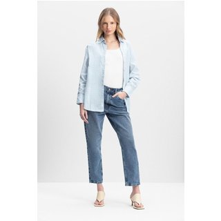 Camisa Feminina Bearritz Tinto com Botões Essendi Azul