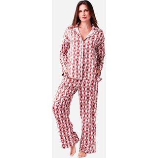 Pijama Longo Manga Longa Aberto Cetim Festa JOGE Manga Longa Rosa
