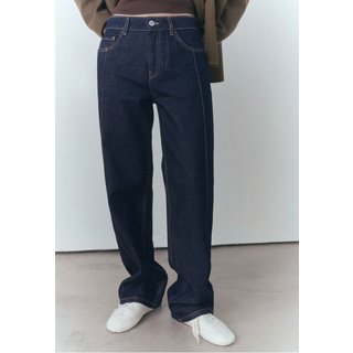 Calça Jeans Mango Reta Recorte Azul