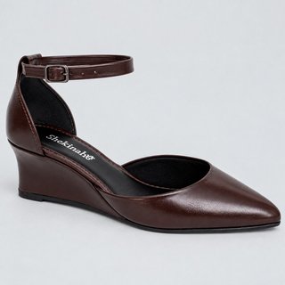 Scarpin Feminino Bico Fino Shekinah Sapato Salto Sola Cunha Lançamento Moda Marrom