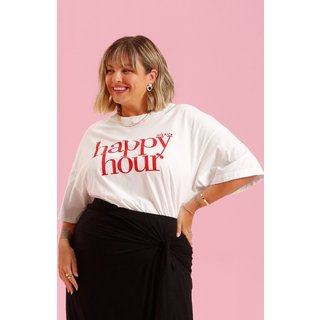 T-Shirt In Love Over Happy Hour Off White