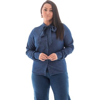 Camisa Jeans Feminina Arauto Gola Laço