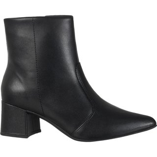 Bota Feminina Bico Fino Gigil Salto Bloco Médio Casual Preto