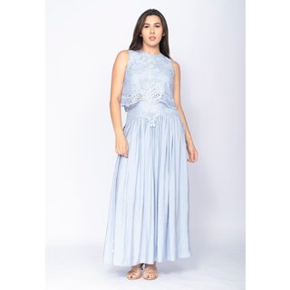 Conjunto Amazonia Vital de Saia e Croped Essência da Mata Renda Blue