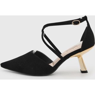 Scarpin Feminino cê Salto Alto Tiras Preto