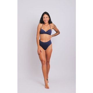 2204 - Top Biquíni Meia Taça Torcido Azul Marinho - Duna Casual