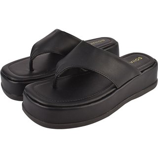 Sandália Plataforma Feminina Chinelo Donatella Shoes Macio Confortável Flatform Preto