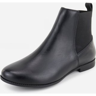 Bota em Couro Chelsea Casual Salto Baixo Maria Paula Cano Curto Preta