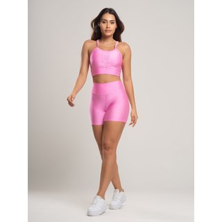 Conjunto Fit One Brilhance Short e Top Rosa Chiclete