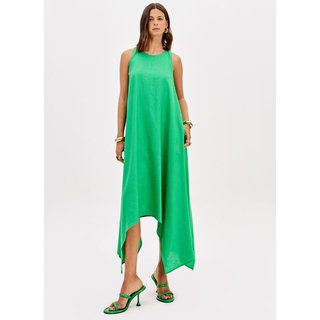 Vestido Super Midi Assimétrico Com Linho Lança Perfume