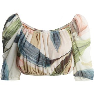 Blusa Ciganinha Tule Cropped Autentique Feminina AREIA