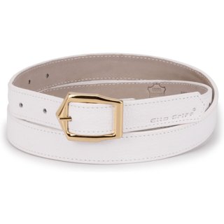 Cinto Feminino Couro Legítimo Branco Fino Casual Slim Branco Ello Griff