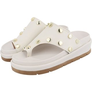 Sandália Papete Feminina Sola Alta Bolinhas Off White Tellini Store