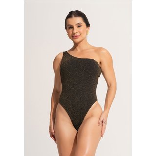 Maiô Ombro Só MVB Modas Feminino Decote Cavado Brilhoso Lurex Radiance