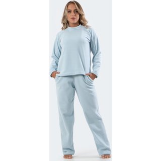 Pijama Feminino Diluxo Soft Longo Inverno Plush Super Conforto Azul