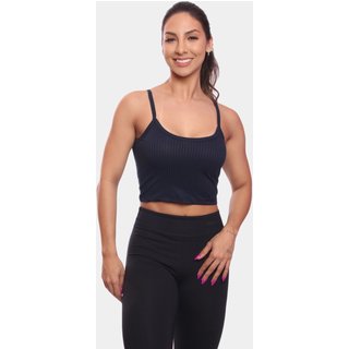 Top Cropped Alcinha Canelado Feminino Lisa Blusa Blusinha Básica Azul Marinho