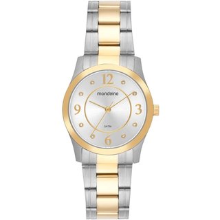 Relogio Feminino Mondaine Bicolor Cristais Analógico Mondaine