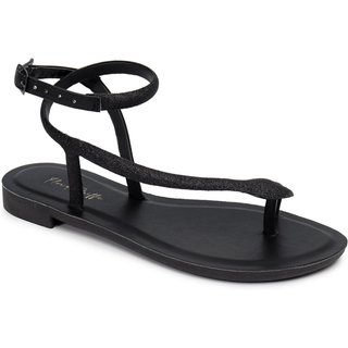 Rasteirinha Flor de Griffe Snake Preto