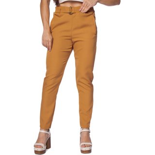 Calça Feminina Olho Fatal Alfaiataria Cintura Alta Caramelo
