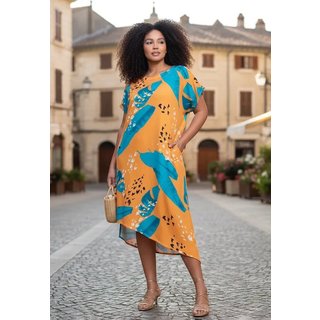 Vestido Cabanafree Midi Plano Estampa Aurora Botânica