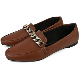 Sapato Feminino Mocassim CM Calçados Bico Quadrado Confort Terra Corrente