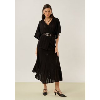 Cardigan Maria Valentina Tricot Básico Preto